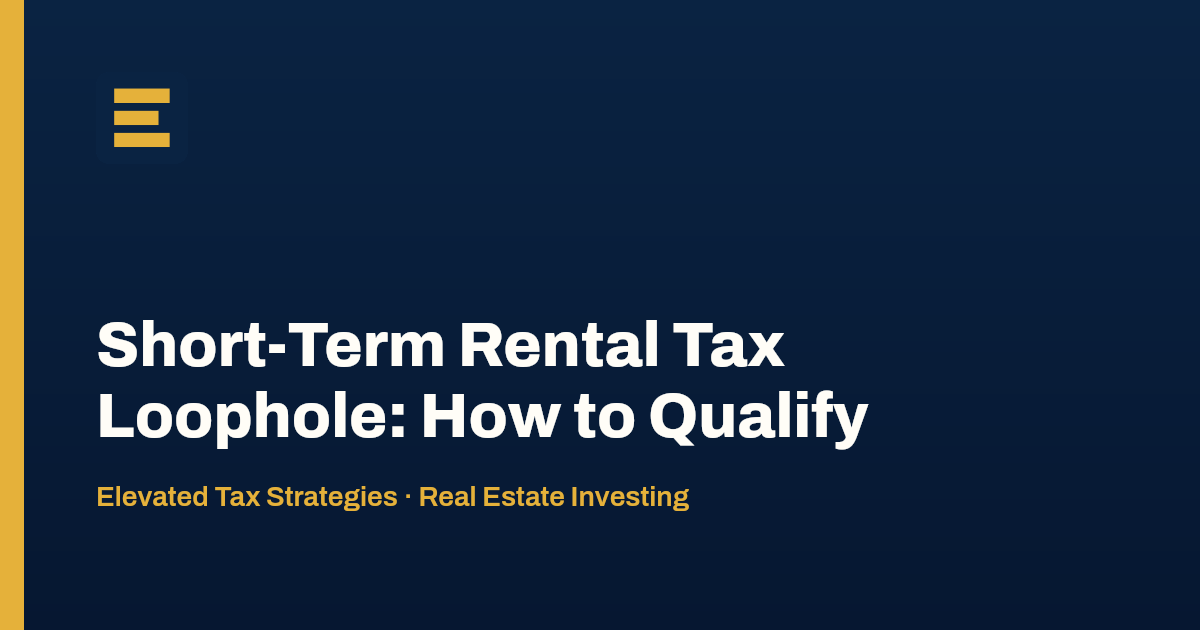Open Str The STR Loophole: How to Qualify (and the Documentation That Actually ...